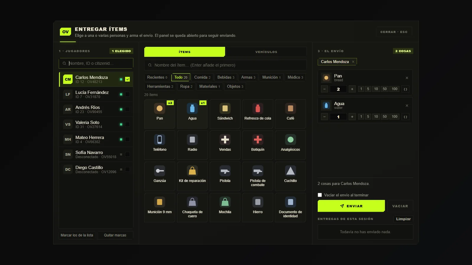 Admin Give Item